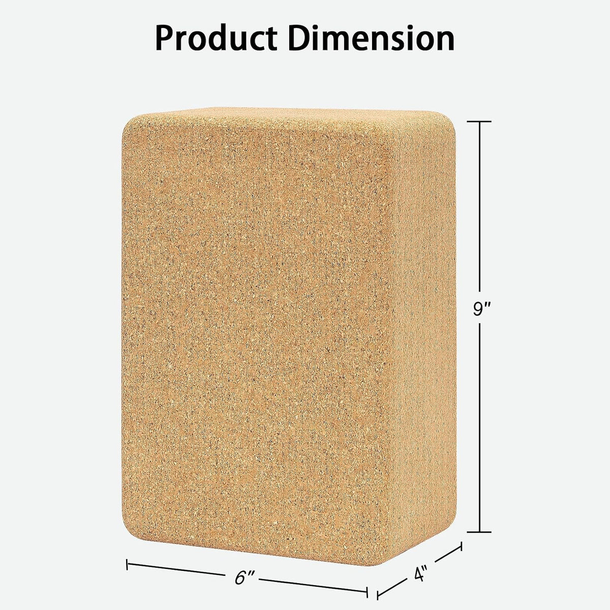 Hatha Yoga Cork Yoga Block, Natural Cork from Portuguese, Premium Brick 9"x6"x4", Eco-Friendly Yoga Accessories for Yoga, Pilates & Stretching