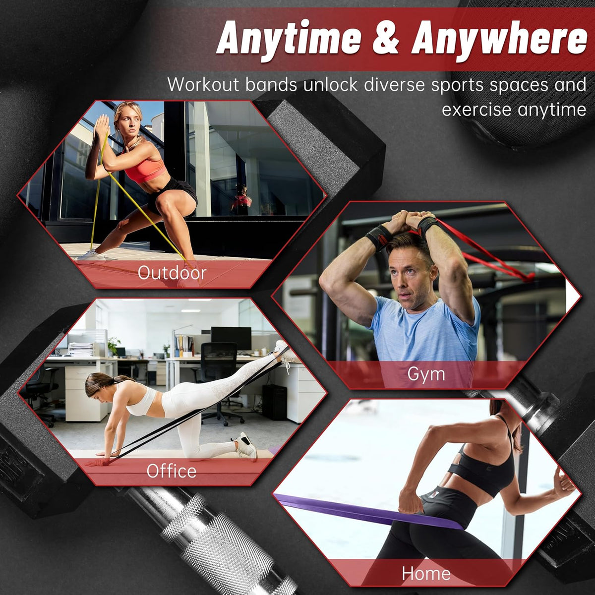 4-Level Resistance Bands for Working Out, Pull Up Assistance Bands