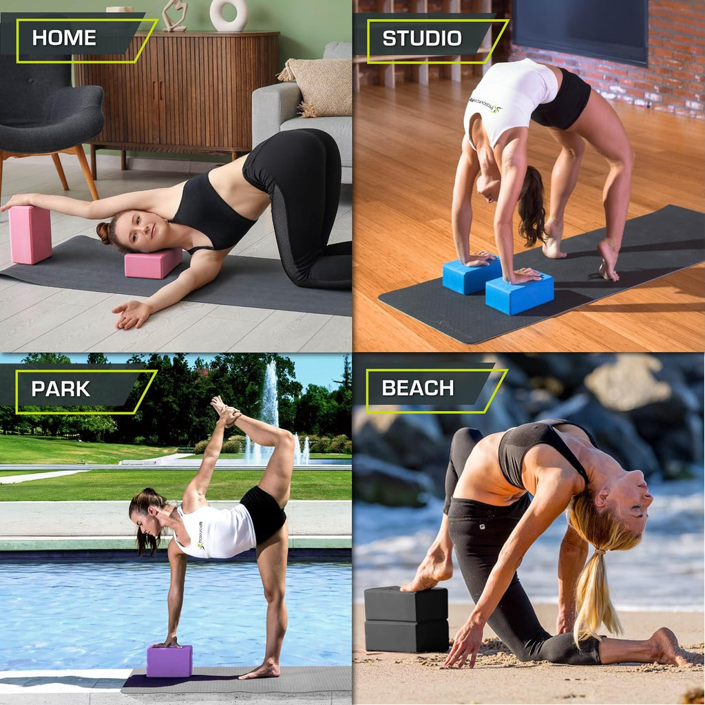 ProsourceFit Foam Yoga Blocks, High Density EVA Yoga Bricks 4”x 6” x 9” (Set of 2)