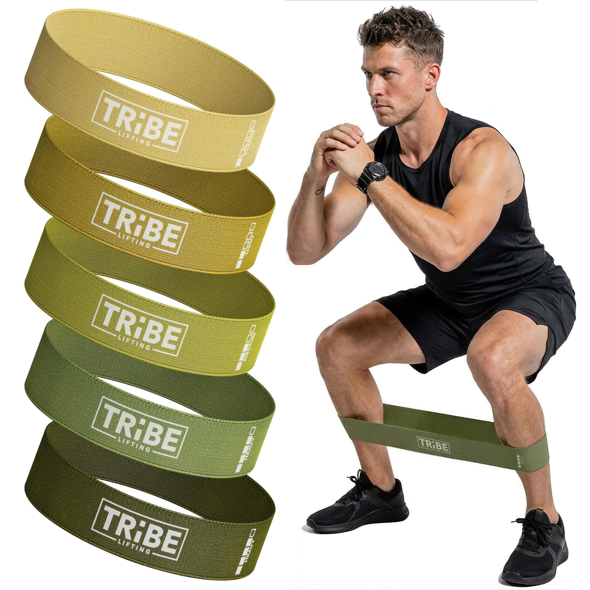 Fabric Resistance Bands for Working Out, 5-Band Set for Legs and Glutes