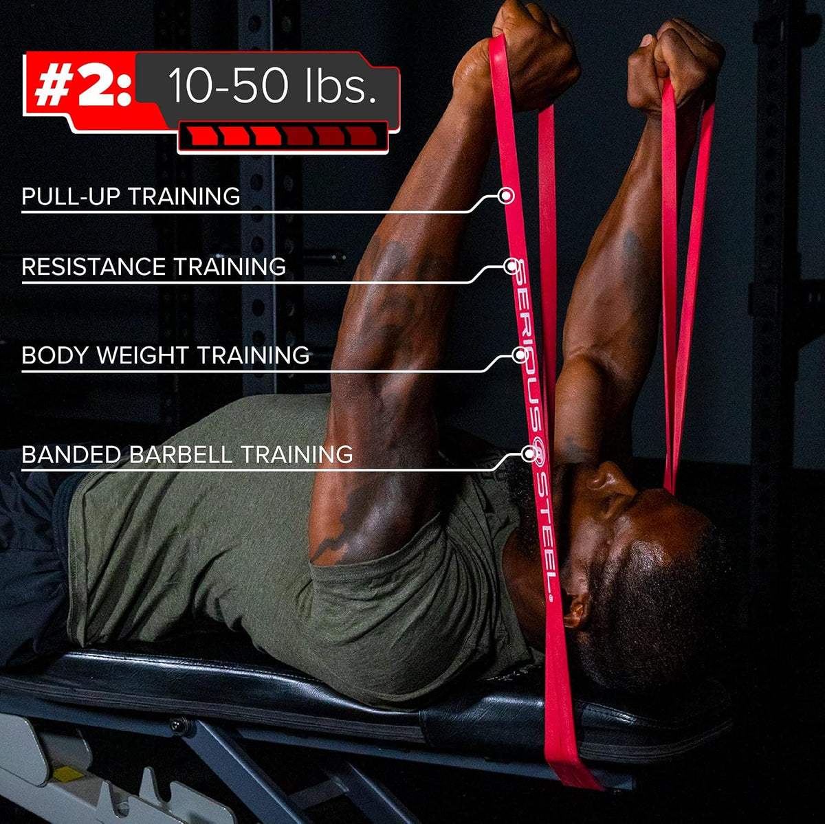 Serious Steel 41" Assisted Pull-up Band, Heavy Duty Resistance Band Sets, Stretching, Powerlifting, Resistance Training and Pull Up Assistance Bands