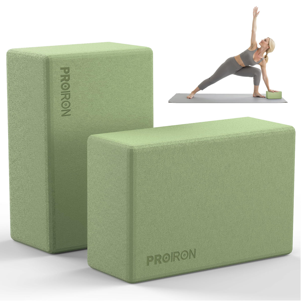PROIRON Yoga Blocks, 2 Pack Supportive High Density Premium Eva Foam, Soft Non-Slip Surface with Curved Edges Stretch Blocks For Yoga, Pilates, Stretching