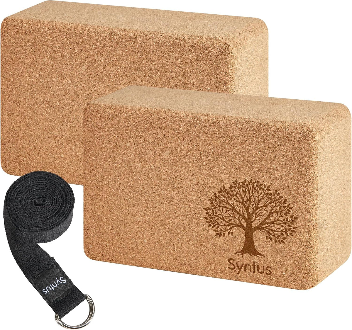 Syntus Yoga Block & Strap Set for Fitness, Pilates, Stretching and Toning