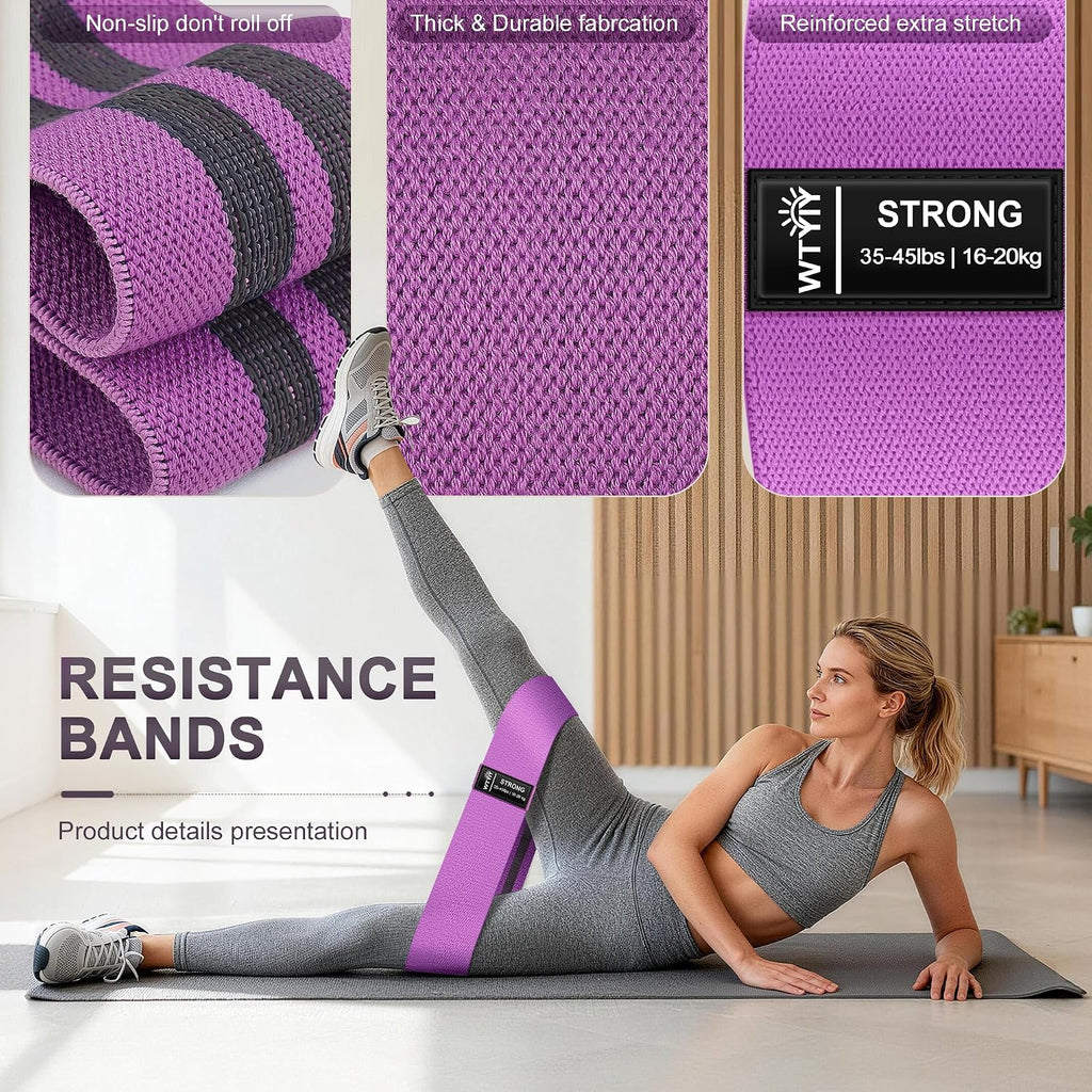Fabric Resistance Bands for Working Out, 3-Level Non-Slip Exercise Bands for Men and Women, Booty Bands Equipment for Home Workout, Pilates, Yoga, Fitness.