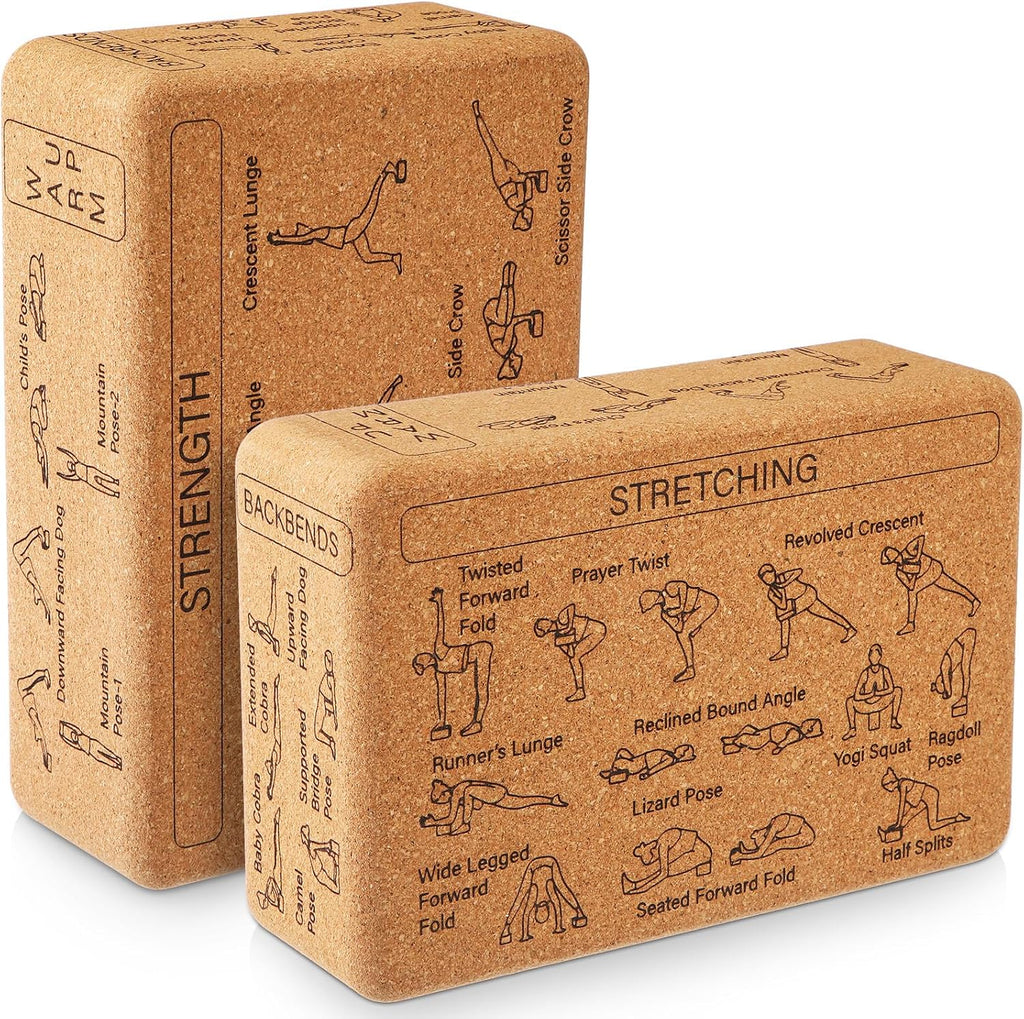 Halloscume 2 Pack Cork Yoga Blocks for Support and Balance, Beige