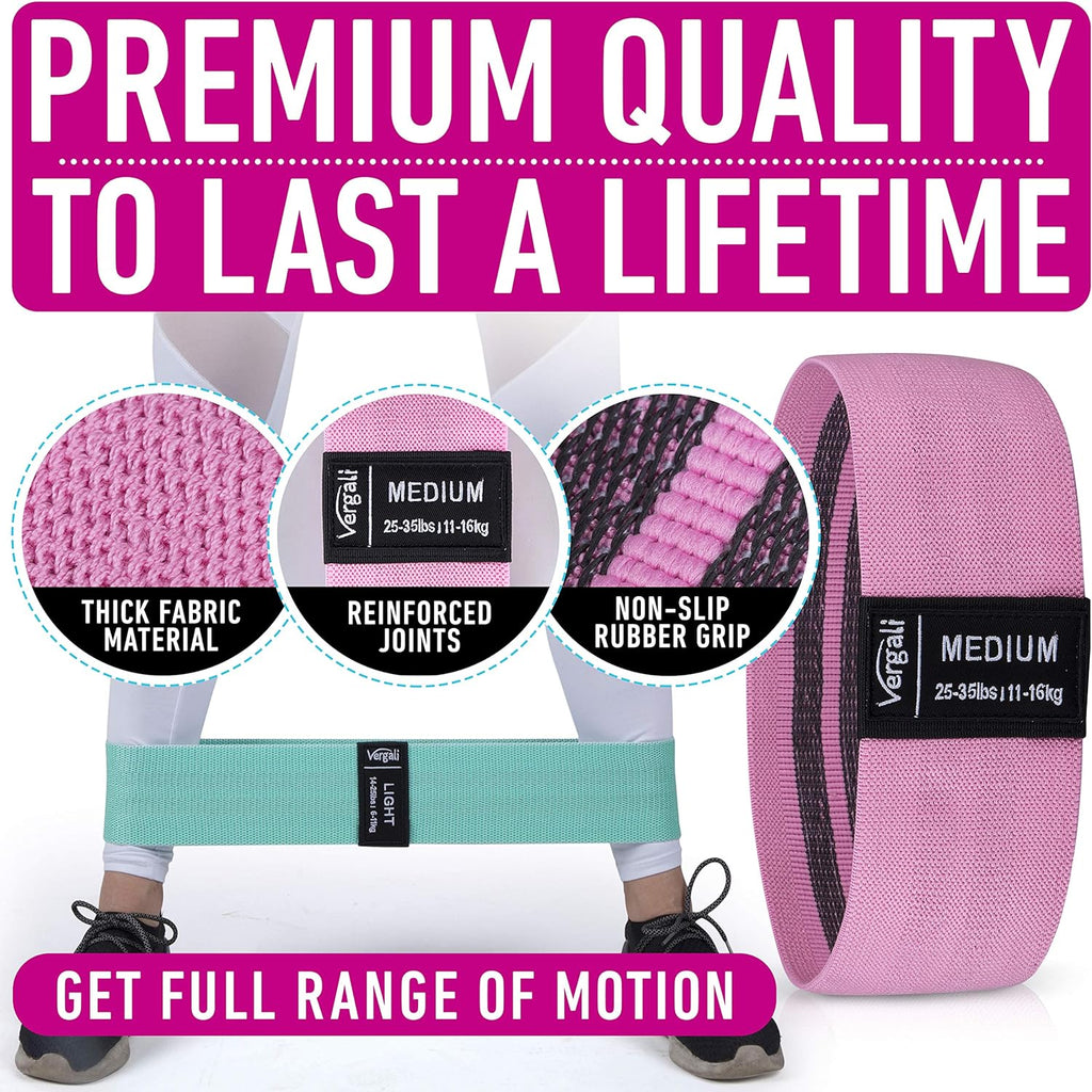 Resistance Bands for Working Out with Workout Bands Guide. 4 Booty Bands for Women Men Fabric Elastic Bands for Exercise Bands Resistance Bands for Legs Bands for Working Out Hip Thigh Glute Bands Set